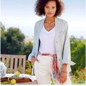 Soft Surroundings Next Level Denim Collarless Jacket Small